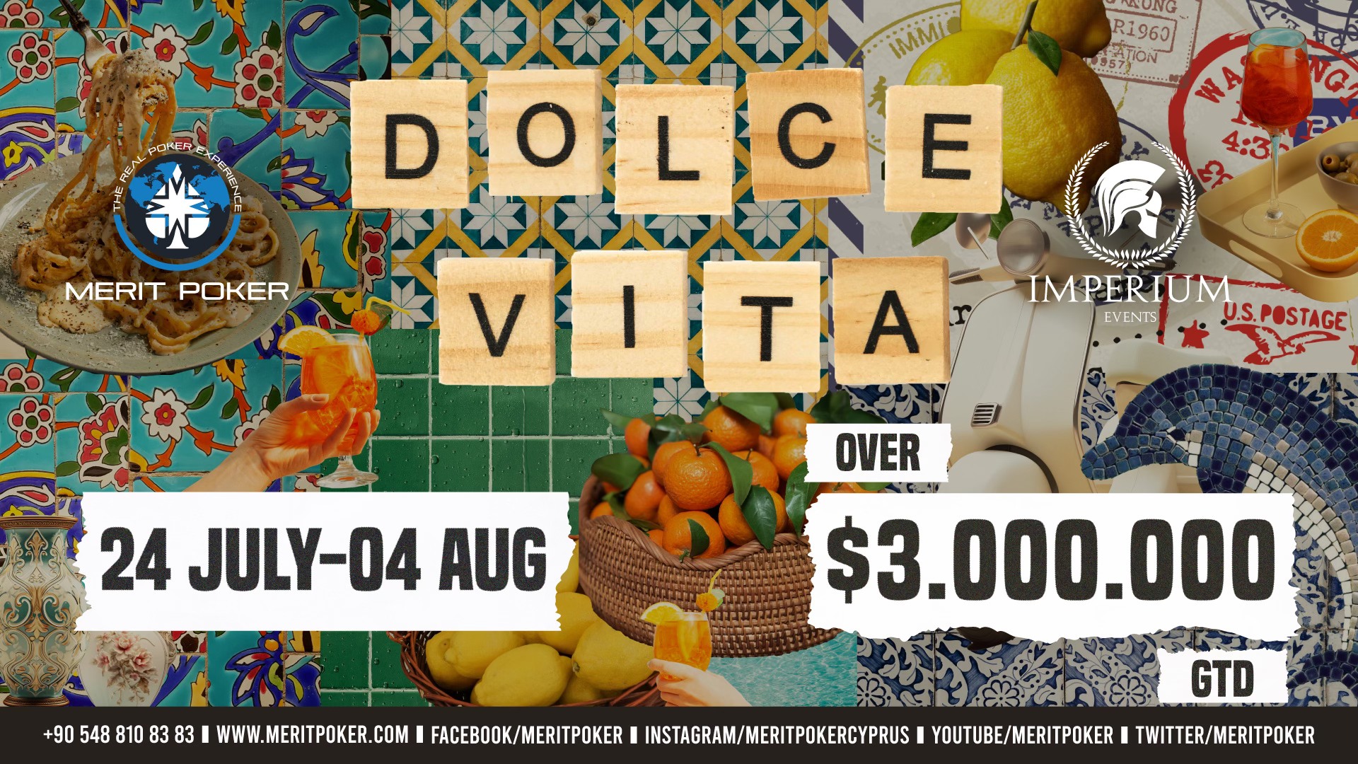 Summer in Cyprus: Merit Poker Dolce Vita Series from 24 JULY to 4 AUG 2024 with $3.000.000 GTD!