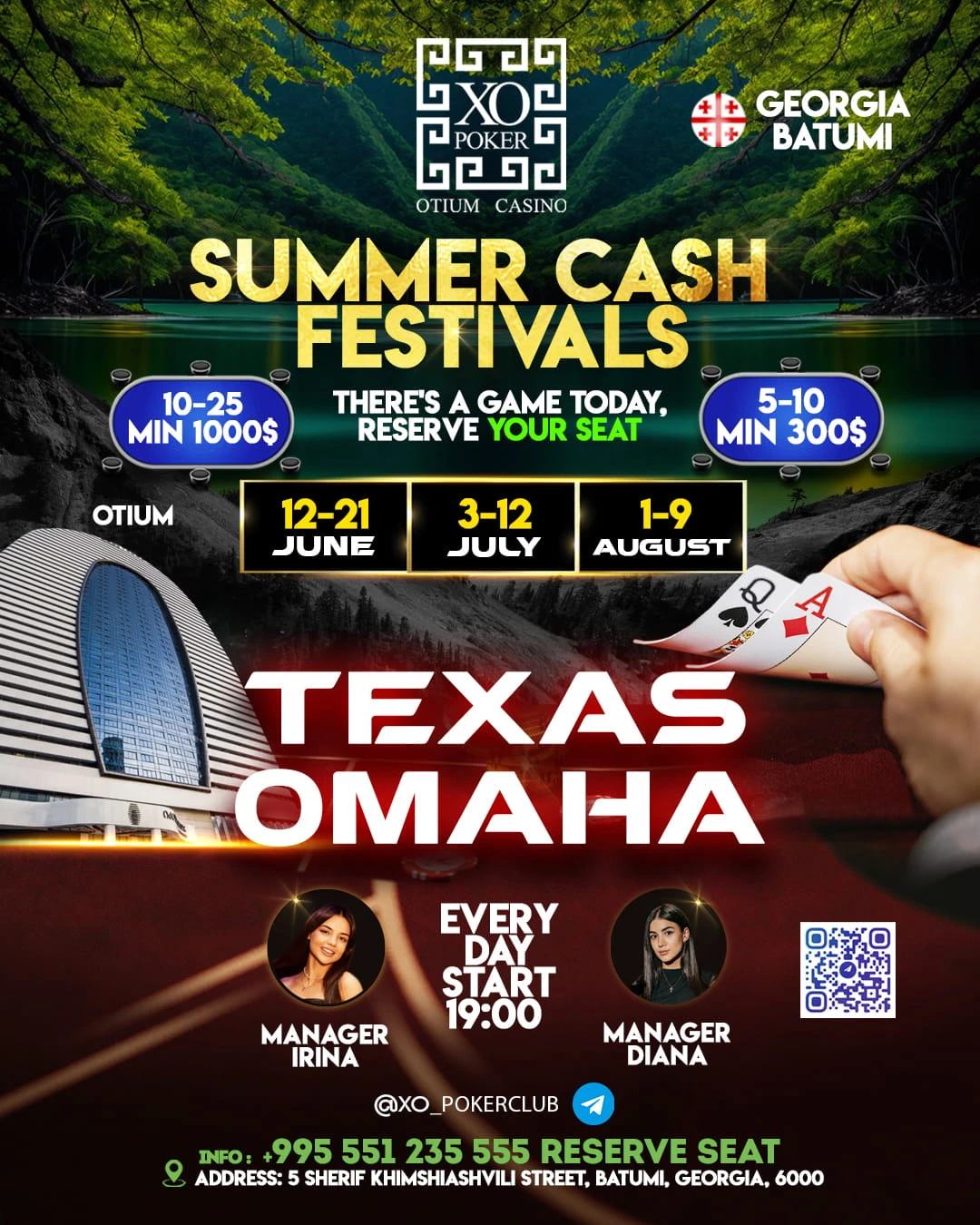 Cash Festival | THNL / PLO | Batumi, XO Poker / Otium Casino | 12 - 21 JUNE / 03 - 12 JULY / 01 - 09 AUG 2026