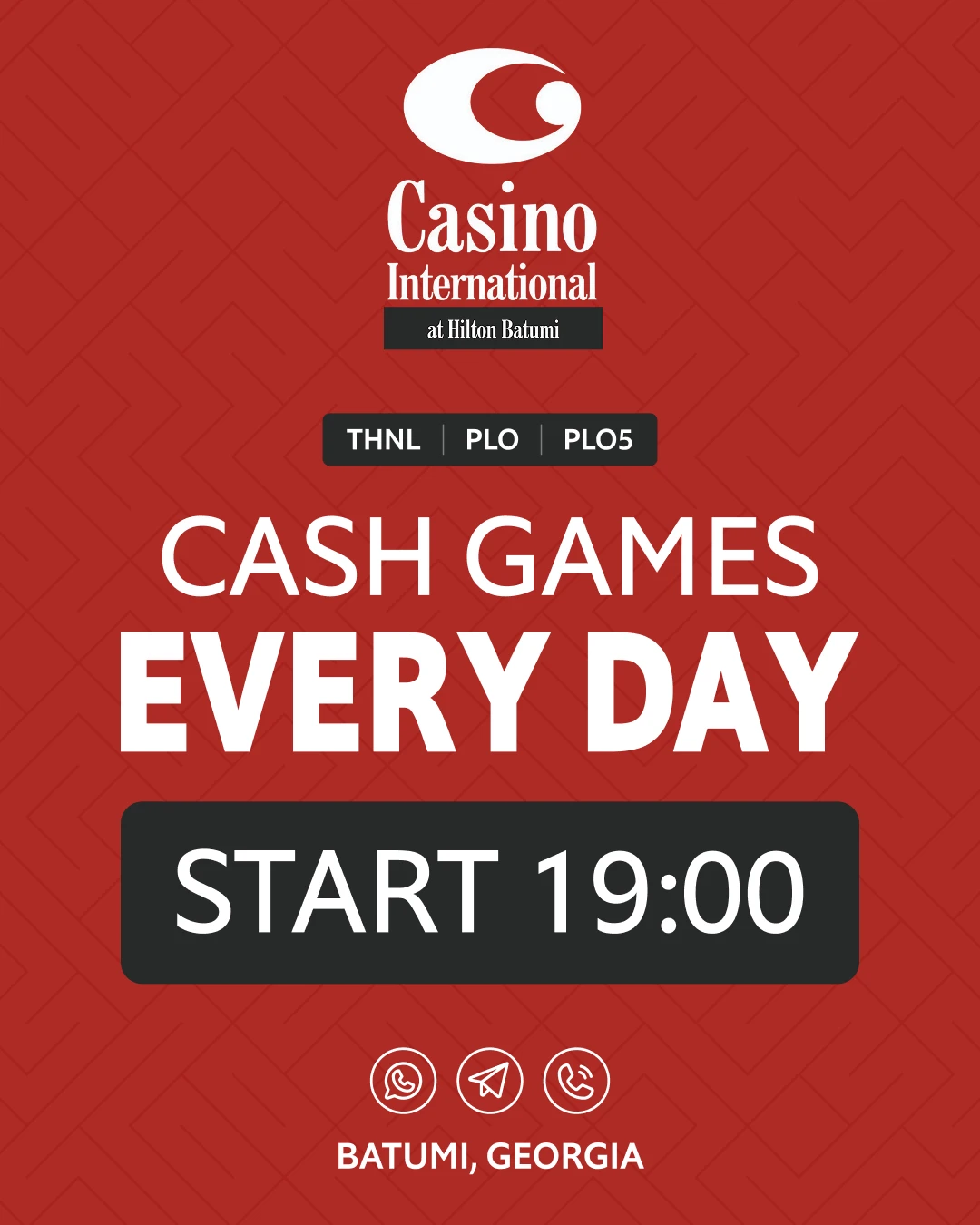 Casino International at Hilton Batumi | Cash Games Every Day from 19-00